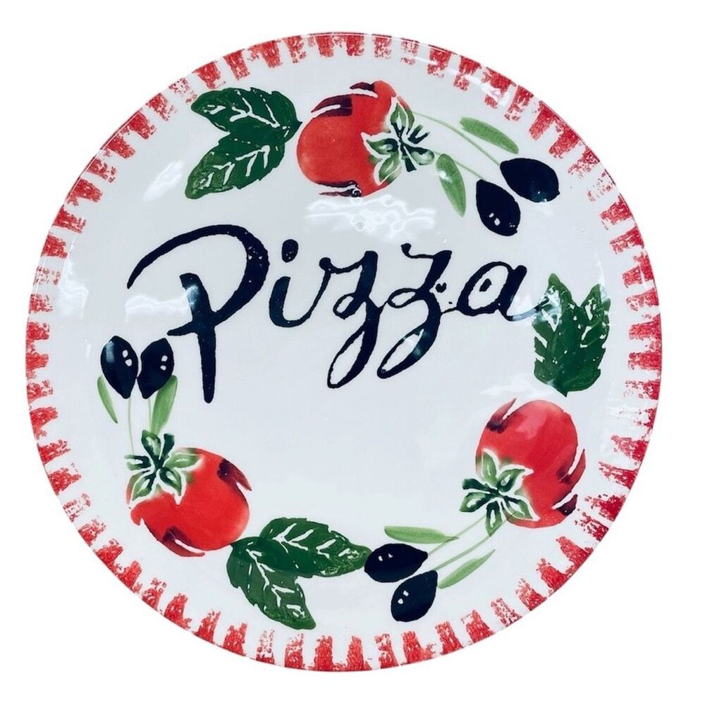 NWT la tavola Hand Painted 13” Italian Ceramic Pizza Serving Platter Pizza Tray